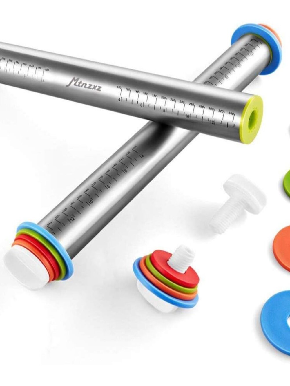 Rolling Pin and Silicone Baking Pastry Mat Set, Stainless Steel Dough Roller, Ro - Picture 4 of 8